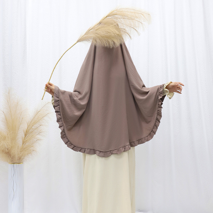 Solid Ruffled Headband With Large Swing Malay Solid Color Women's Headscarf Abaya Maxi Dresses Islamic Clothing