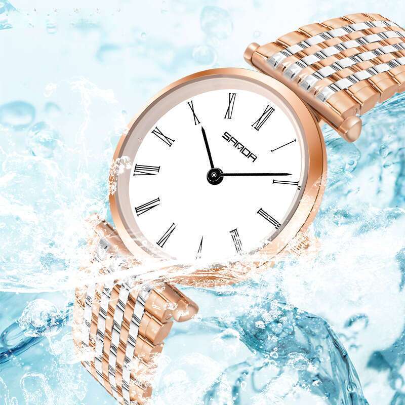 DHwatches Sanda New Watch Fashion Trend Simple Diamond-Studded Roman Numerals Steel Band Waterproof Women's Wristwatch