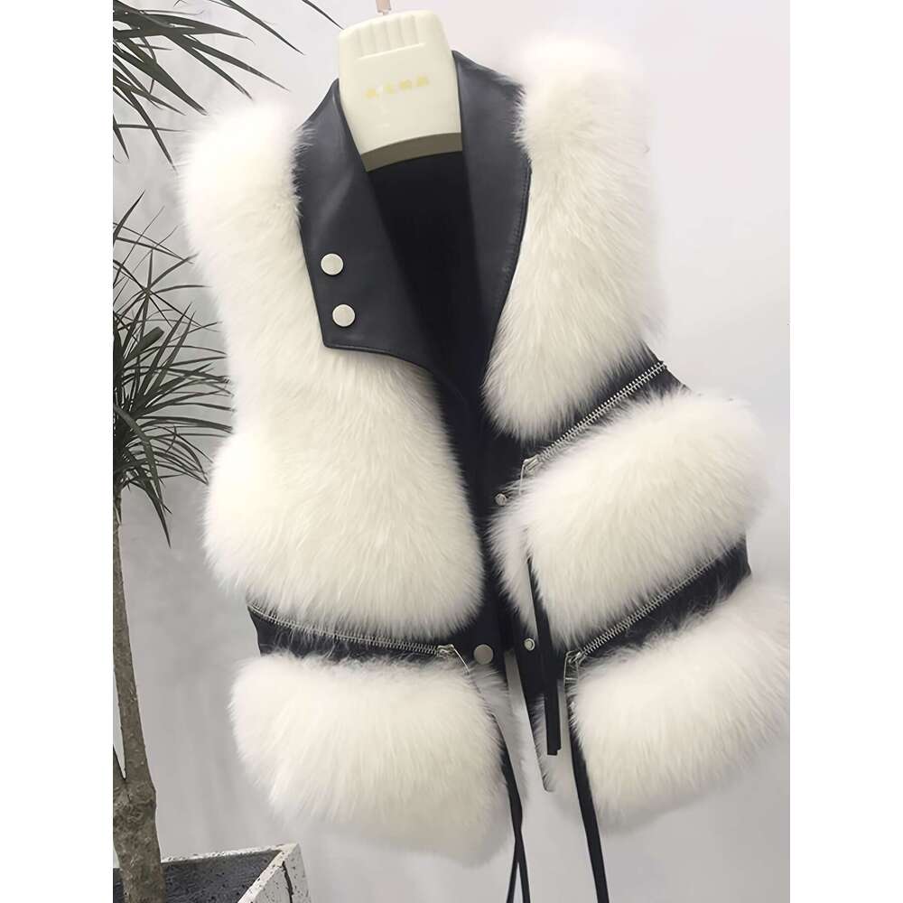 Autumn And Winter Artificial Fur Coat, Warm Patchwork Sports Jacket
