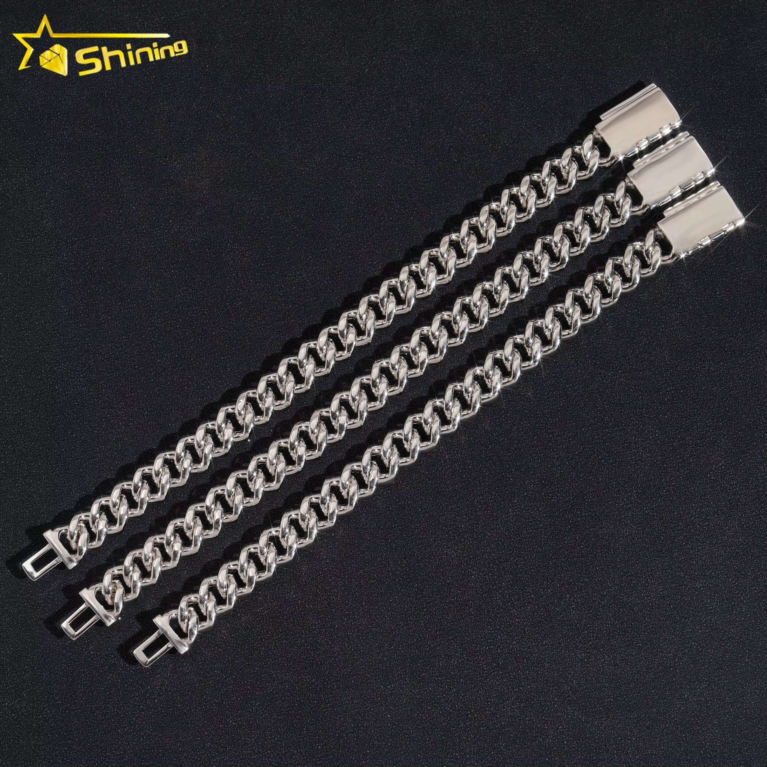 Fashion Popular Hip Hop Style 12mm Moissanite Cuban Link Chain 925 Silver Men Vvs Diamond Bracelet