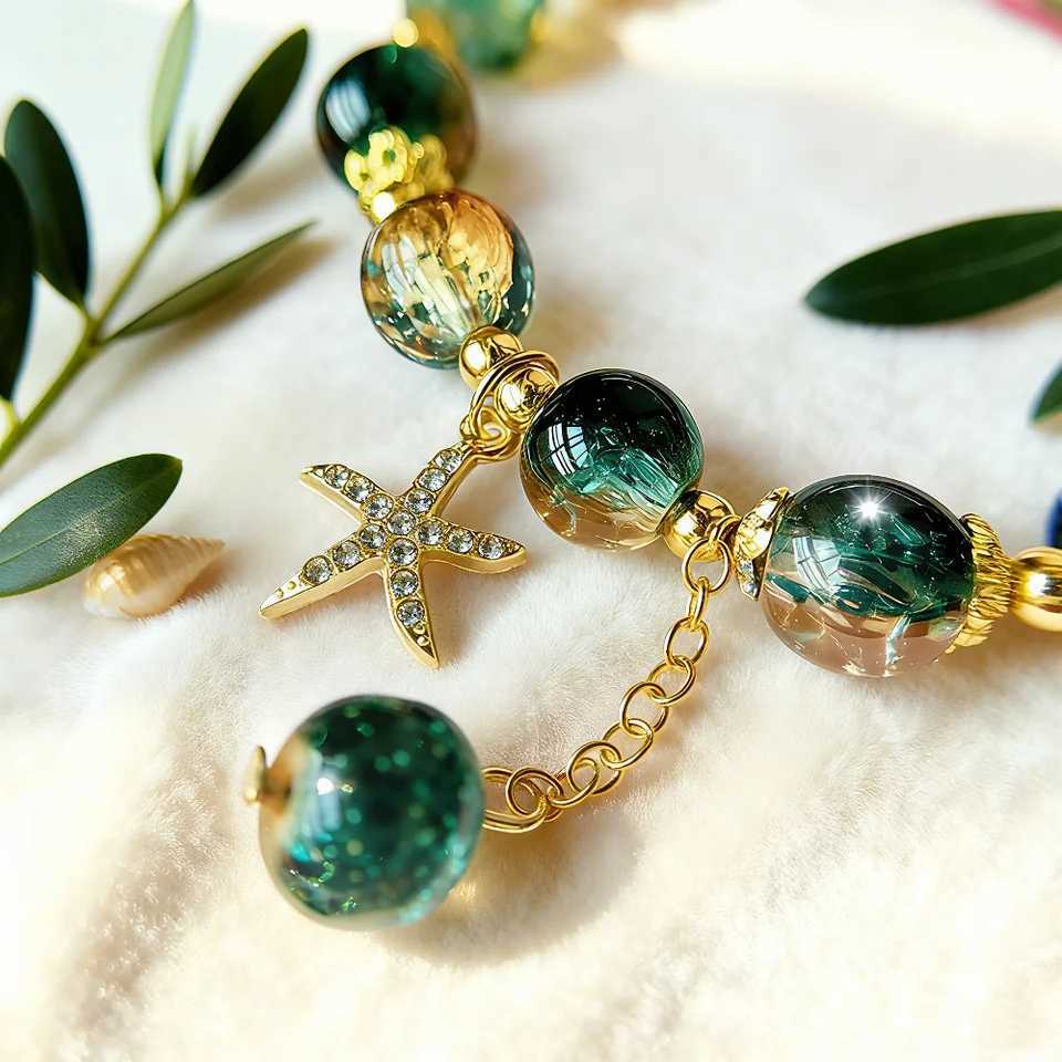 Bohemian Blue Gradient Crystal Beaded Women Ocean Style Starfish Pendant Charm Fashion Handmade Jewelry Gift C251105