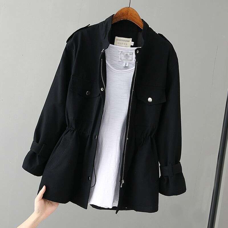 Women's New Small Size Trench Coat Mid-Length Spring Outerwear Loose Slimming Versatile Top B5