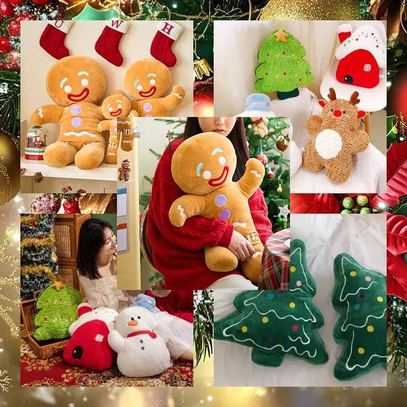 Big Christmas Plush Gingerbread Man Cushion Merry Christmas Pillow Ornament Decor for Home Xmas Ornaments New Year Gift Y251105