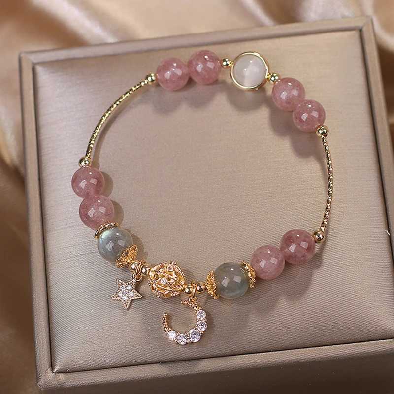 Unique Fashion Firecracker Crystal Beaded Bracelet Friendship Glass Bracelets For Girls Star Moon Cloud Flower JewelryXJ251105