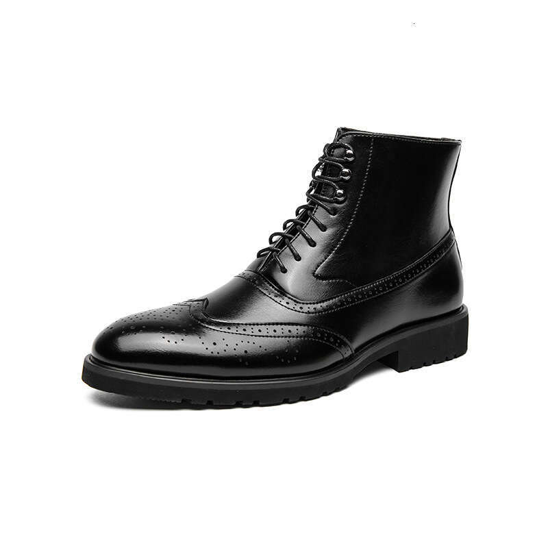 Large polished high top shoes, sizes 38-46, boots, 2023 autumn/winter new item, Block men's leather boots