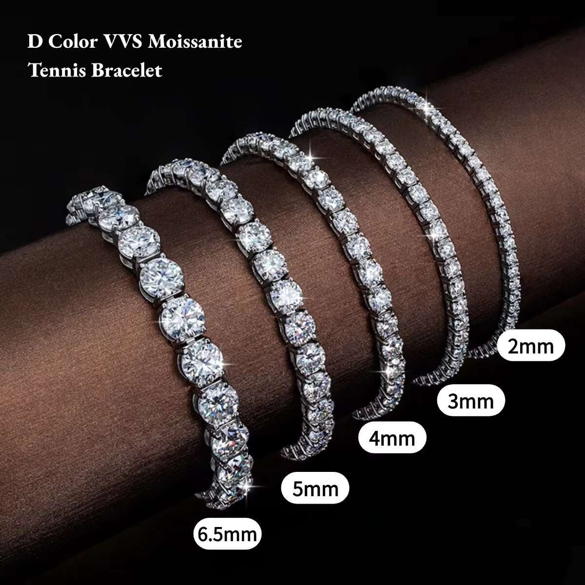 Fine Jewelry Iced Out VVS 5mm Moissanite Tennis Chain 925 Silver Platinum 3mm 6mm Rose Gold Tennis Chain Bracelet