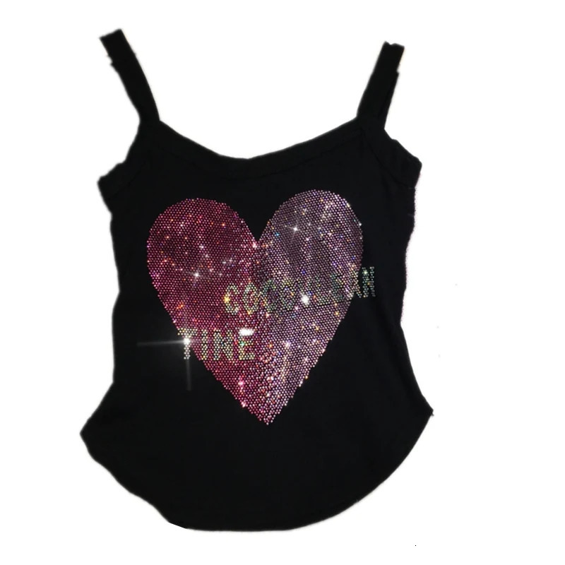 Heavy duty embroidered diamond vest for women shiny and cute irregular cotton inner vest elastic slim fit top Y2k suitable for all seasons 250402