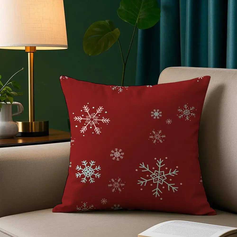 Christmas red bell Pillow Case Short plush Double-sided Print Square Throw Pillow Covers Sofa Home Cushion Decor Y251105