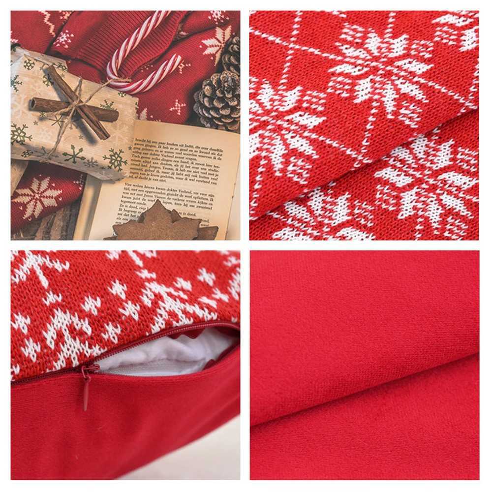 30x50/45x45cm Vintage Christmas Knitted Pillow Cover Cojines Red Jacquard Plush Sofa Throw Cushion Covers Headboard Pillowcases Y251105