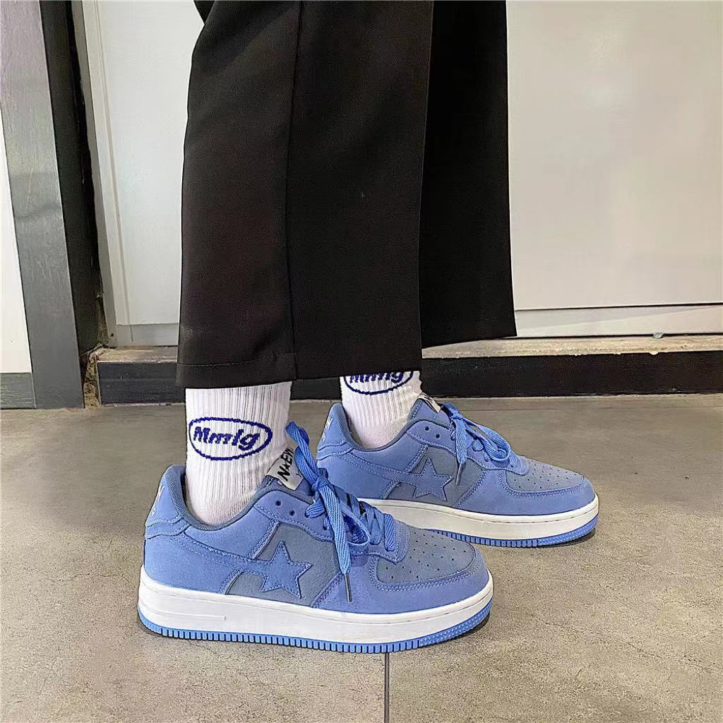 2025 New arrival unisex skate shoes hot sale free shipping casual women men shoe blue yellow star pattern outdoor sneakers plus size 36-44