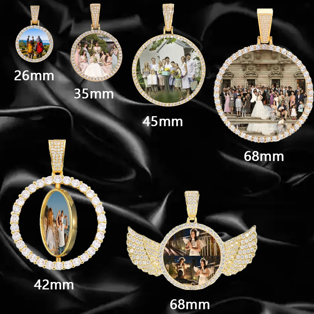 HHIOK Customized Necklaces Circle Chain Picture Personalized Diamond Memory Pendant with Po Wing Gift for Men Women 251105