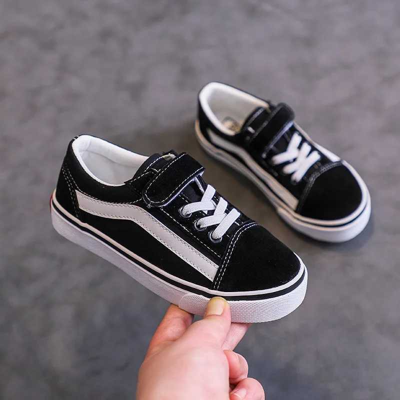 Children Spring Autumn Casual Soft Baseplate Shoes Girls Canvas Shoes Boys Fashion Cloth Shoes Striped Velcro Neutrral Low TopT251105