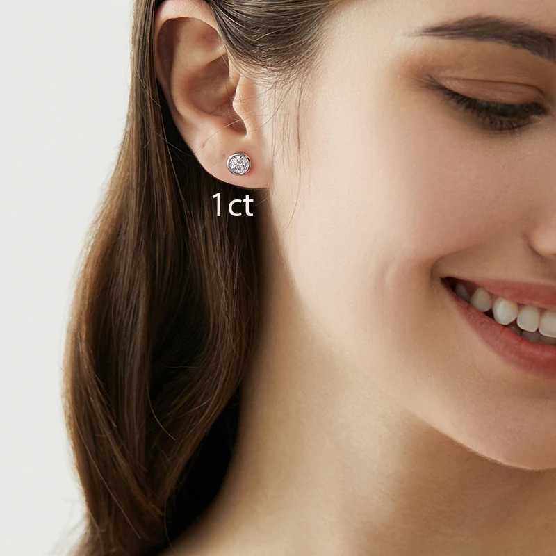 GRA Moissanite Diamond Zircon Round Stud Earrings for Wen 925 Sterling Sier Solitaire Wedding Luxury Quty Fine JewelryC250402C250403