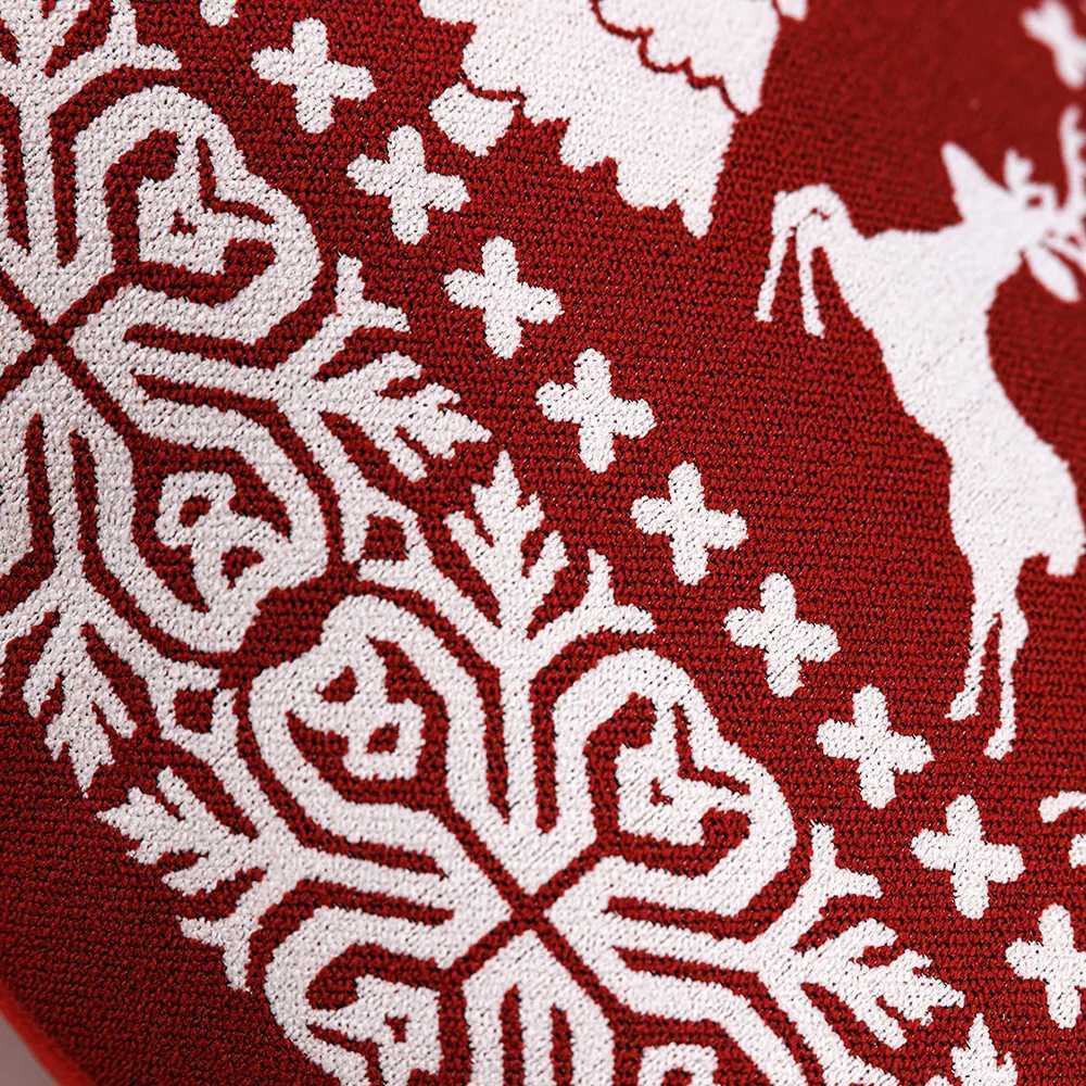 30x50/45x45cm Christmas Atmosphere Sofa Throw Pillowcase Red Yarn-Dyed Snowflake Single-Sided Cushion Cover Headboard Pillowcase Y251105