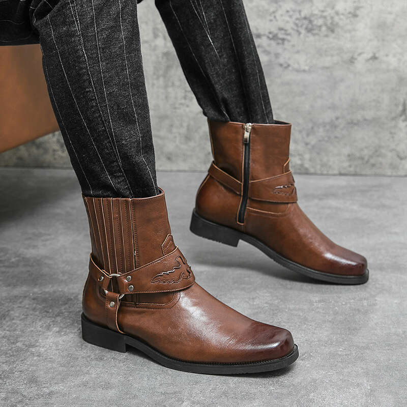 Large Western style cowboy knight boots, 38-46 men's large Chelsea boots