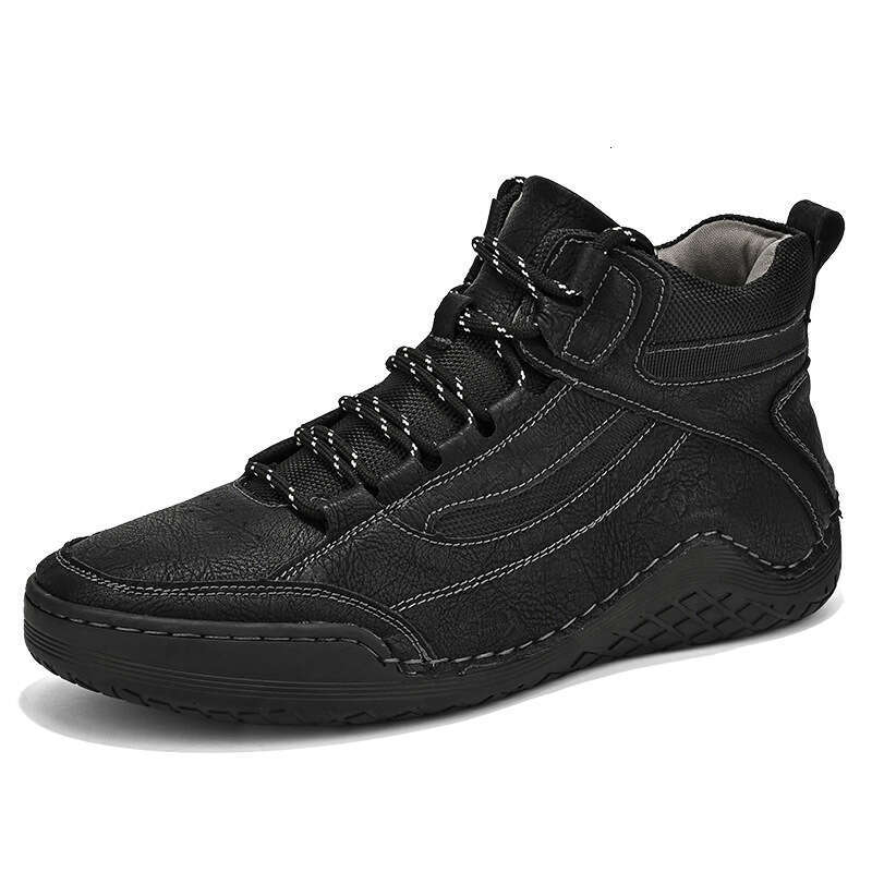 Large size winter plush Martin high top elastic band, warm cotton boots, men's casual leather shoes 9606