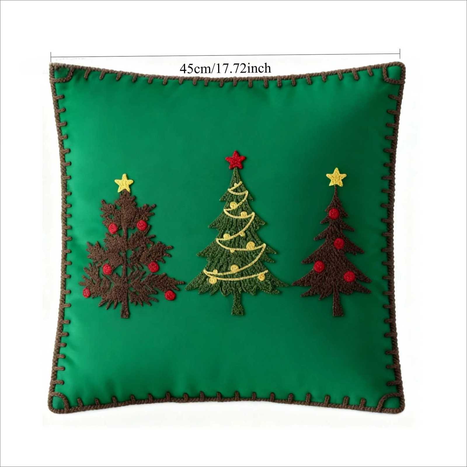 45x45cm Christmas Tree Embroidered Cushion Cover Festive Living Room Decor 2025 2026 Xmas New Year Gift Y251105