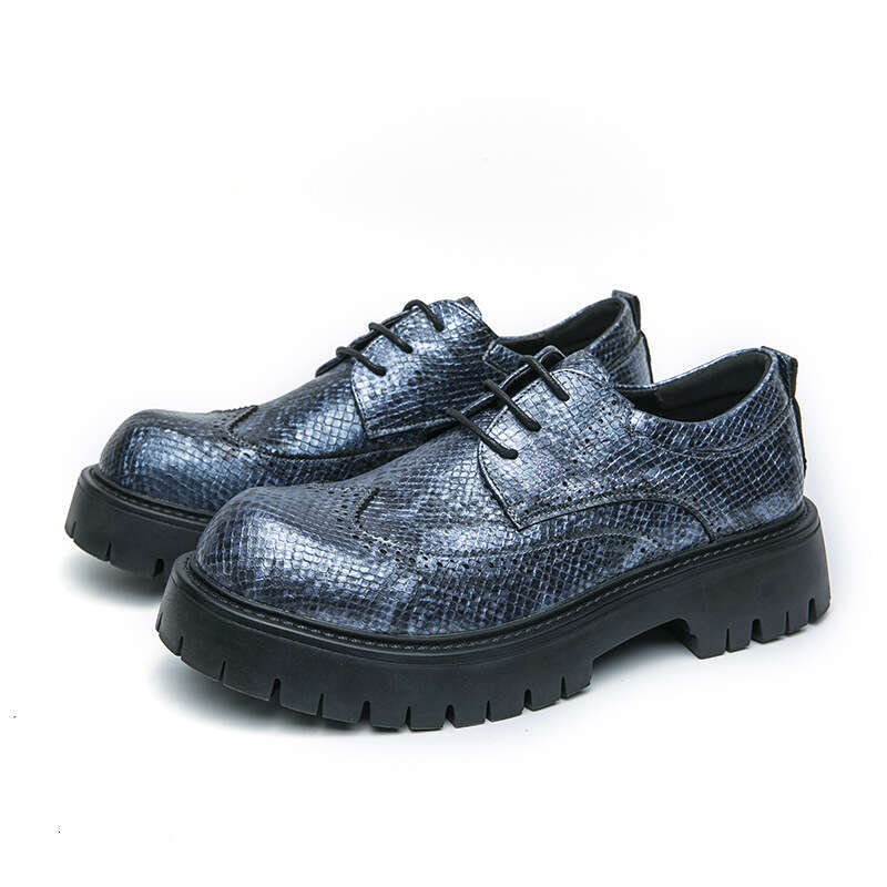 Men's oversized new casual fashionable thick soled British style big toe shoes, trendy Block leather shoes