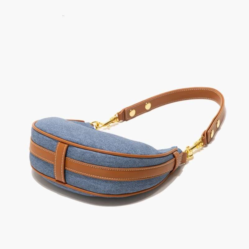 Fashion Ral Print Denim Half Moon Hobo Bag 2024 Summer Trend Design Shoulder Bags For Women Female Commuter Handbag Purse