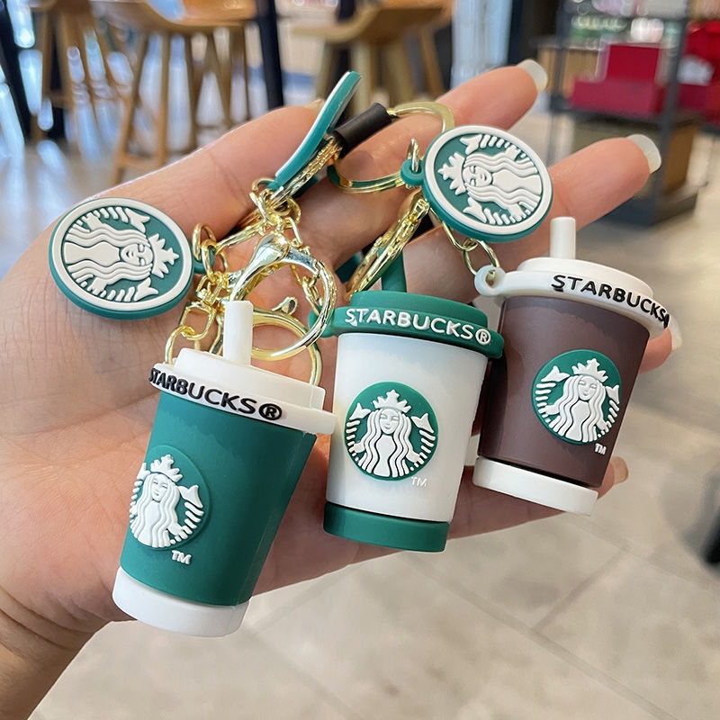 Hot Free shipping designer New PVC Bear Keychain Milk Tea Cup Ice Cream Exquisite Backpack Pendant Cute Cartoon Key Pendant