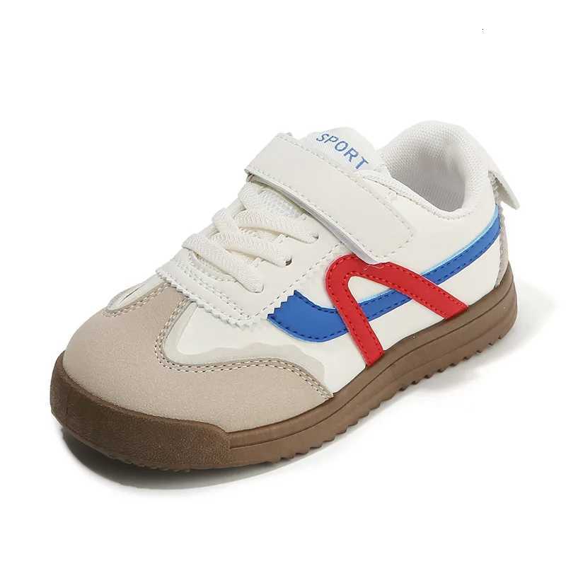 Spring Autumn Children Soft Soled Sneakers Casual Board Girls Forrest Gump Shoes Boys Color Blocked Low Top Velcro White ShoesT251105