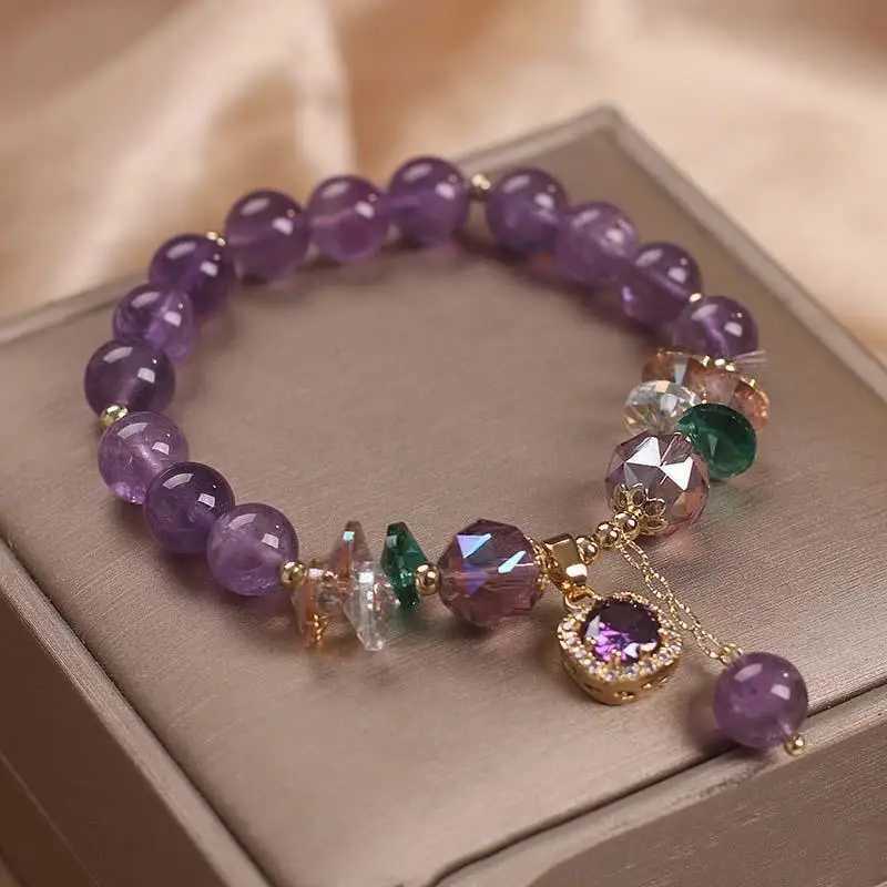 Junzi Purple Crystal Strand Coppers Light Luxury Vintage For Women Female Accessory Festival Party Daily C251105