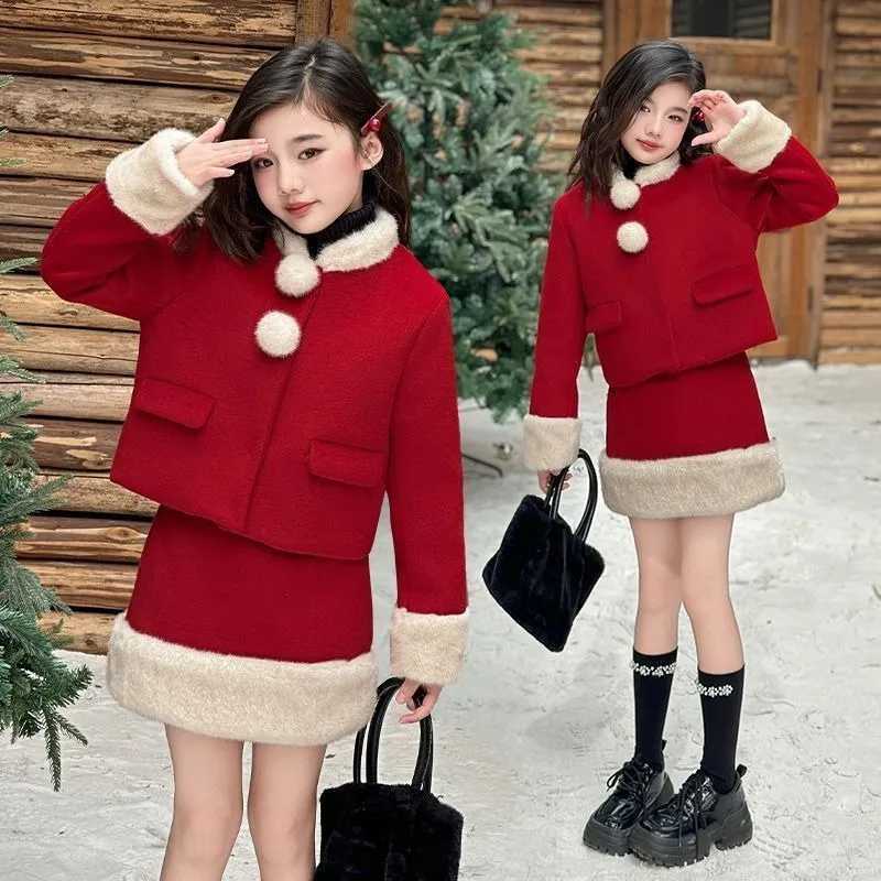 Skirt Set Red Childrens Clothing Girl Setup Autumn Winter Suit for Girls Clothes 8 10 12 Years Old Outfits Sets Fashion Outfit Y251105