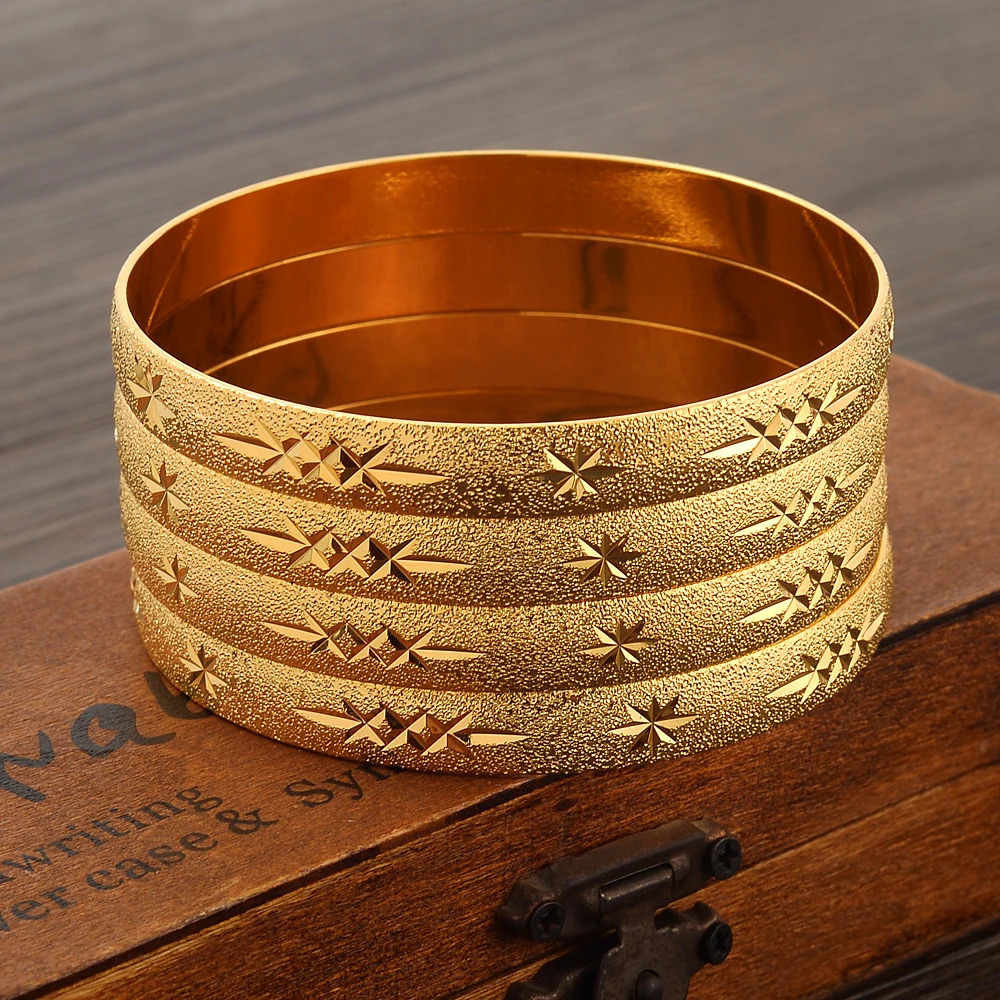 Dubai Gold Bangles for Women Men Gold Color Ethiopian Bracelets African Jewelry Saudi Party Gift 251031