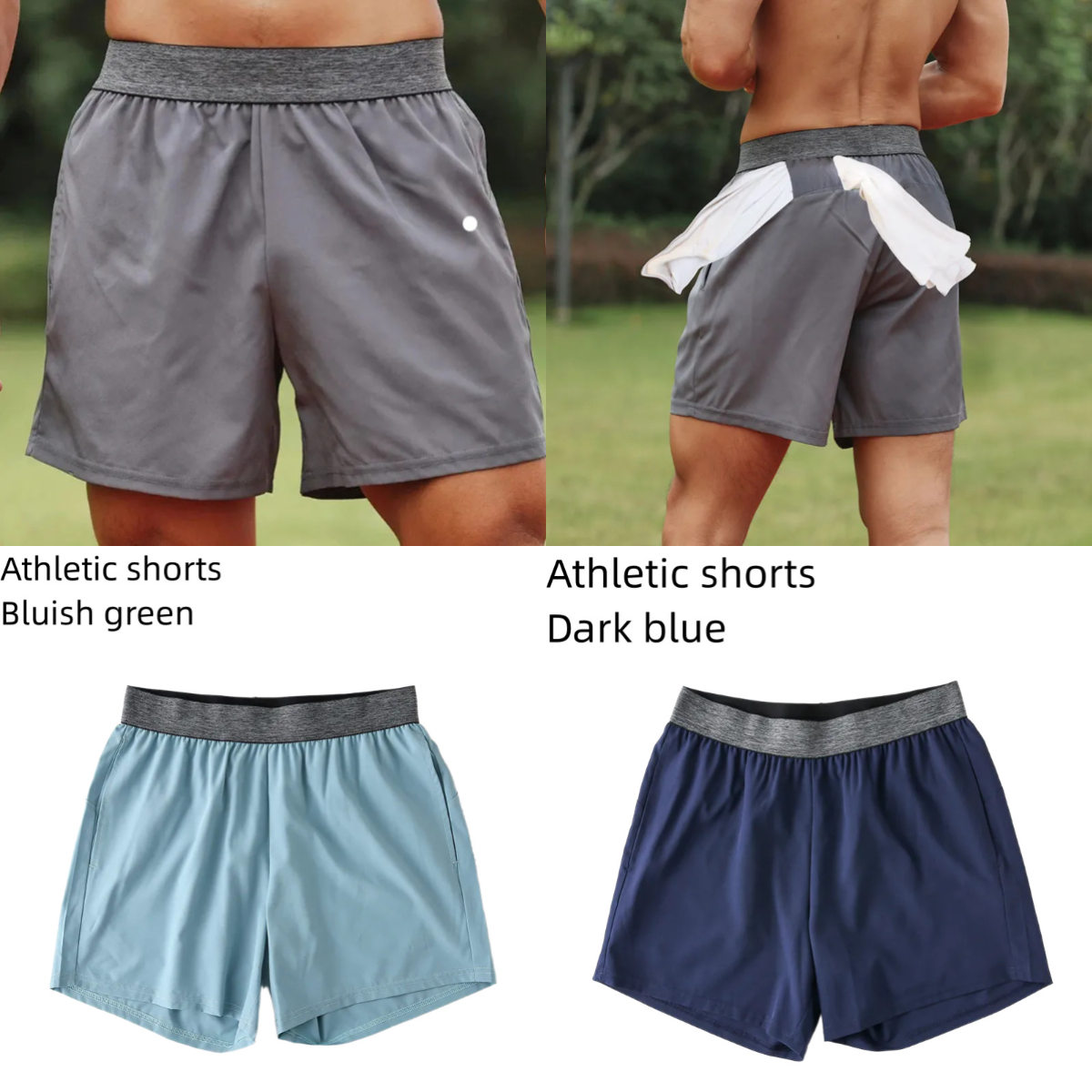 Men Yoga Sports Casua Shorts Outdoor Fitness Quick Dry Shorts Solid Running Quarter Pant Color