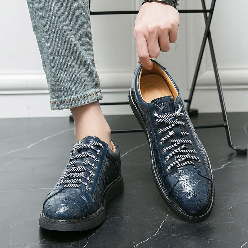 Large Casual Leather 47 Business Lace up Flat Bottom Men's Daily Single Fashion Shoes Men
