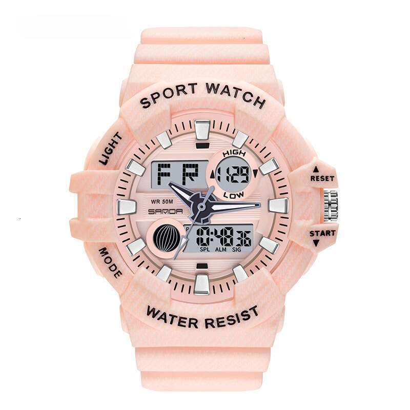 DHwatches Sanda Trendy Sports Electronic Fashion Dual Display Large Dial Luminous Waterproof Unisex Versatile Watch