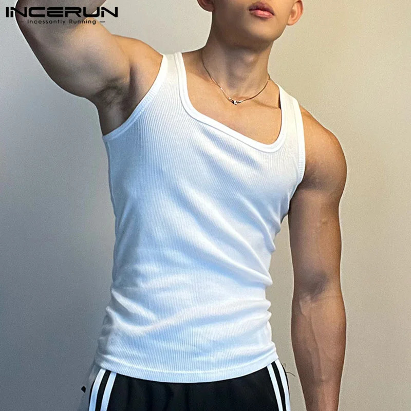 Mens vest solid color O-neck sleeveless sports casual mens vest summer street clothing mens clothing S-5XL INCERUN 250402
