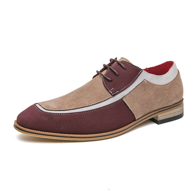 Large leather sizes 38-48, matte leather, contrasting colors, lace up wooden soles, low cut British style casual shoes, men's shoes