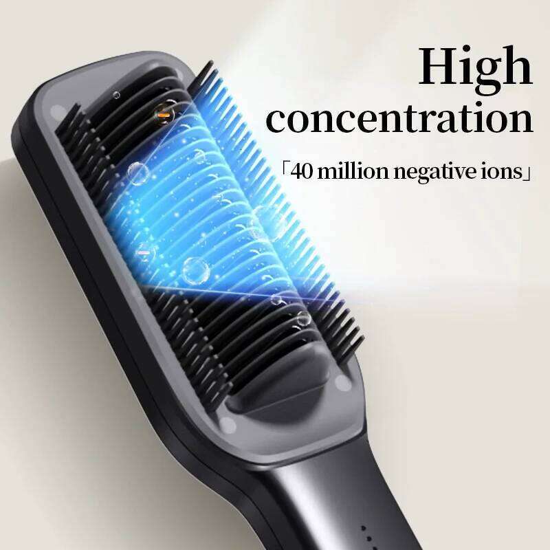 Fast Styling Negative Ion Straightening Brush PTC Heating Ceramic 2In1 Straight Curl Hair Iron Straightener Hot Comb Xiusiyuan251105