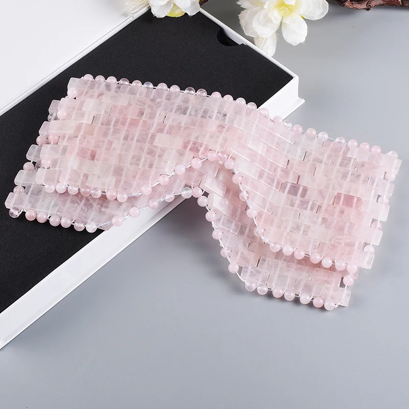 Natural Rose Quartz Eye Mask Massager Jade Relax Sleep Massage Tools Care Stone Face Cooling 250328