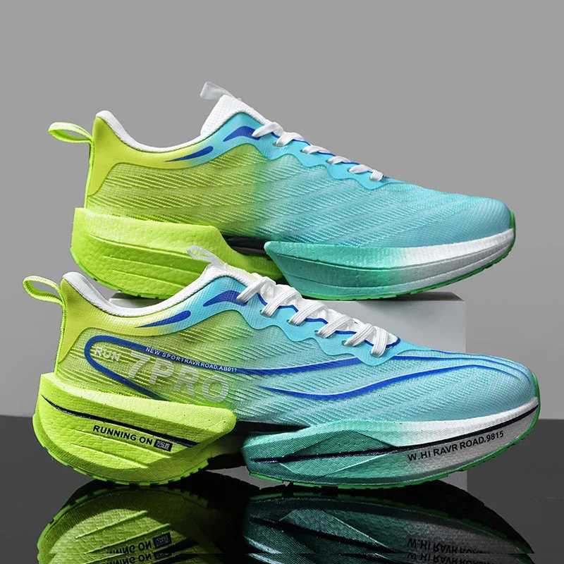 New Mens Carbon Plate Sneakers Outdoor Soft Sole Mesh Sports Shoes Running Shoes Light Anti-Slip Casual Couple Tennis Shoes Y251104
