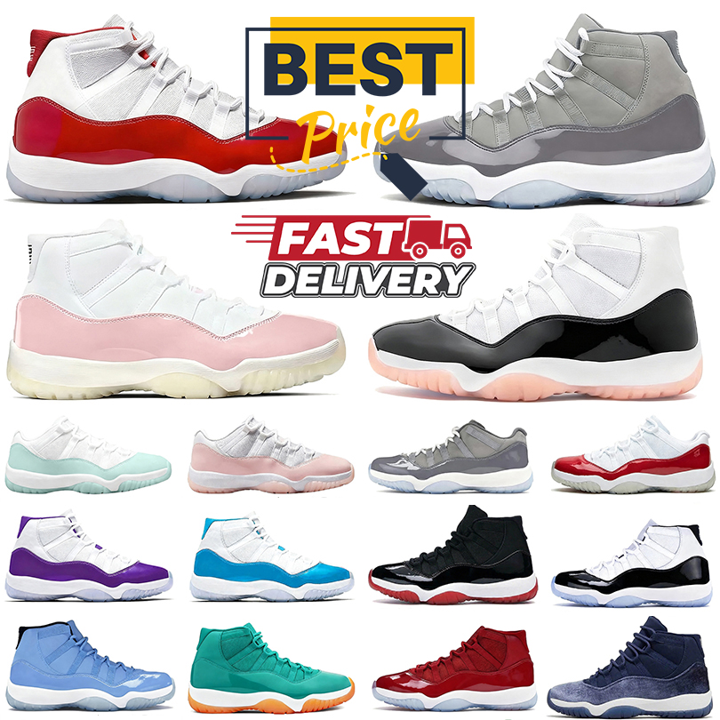Designer 11 11s Basketball Shoes Cool Grey Cherry Pearl Purple Rain Prince Pink Black White Sneakers Trainers for Men and Women