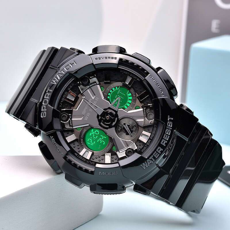 DHwatches Sanda 6033 for Men and Women Harajuku Style Trendy Dual Display Multifunctional Sports Waterproof Junior High School Student Korean Version 