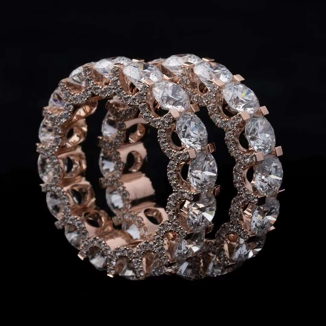 10K Solid Rose Gold 50 Pointers Side Iced Lab Grown Dia CVD Eternity Ring Band for Men