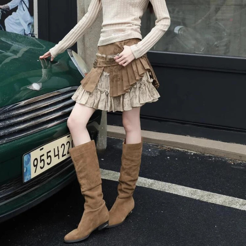 wilderness style street fashion retro heavy industry embossed two-piece pleated womens Gothic skirt 250402