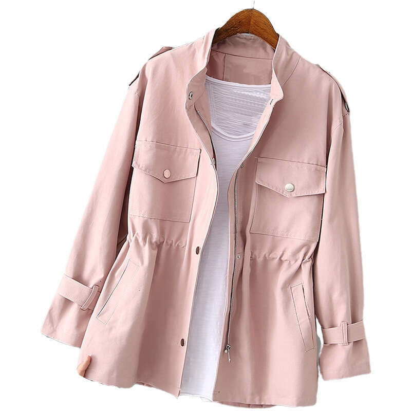 Women's New Small Size Trench Coat Mid-Length Spring Outerwear Loose Slimming Versatile Top B5