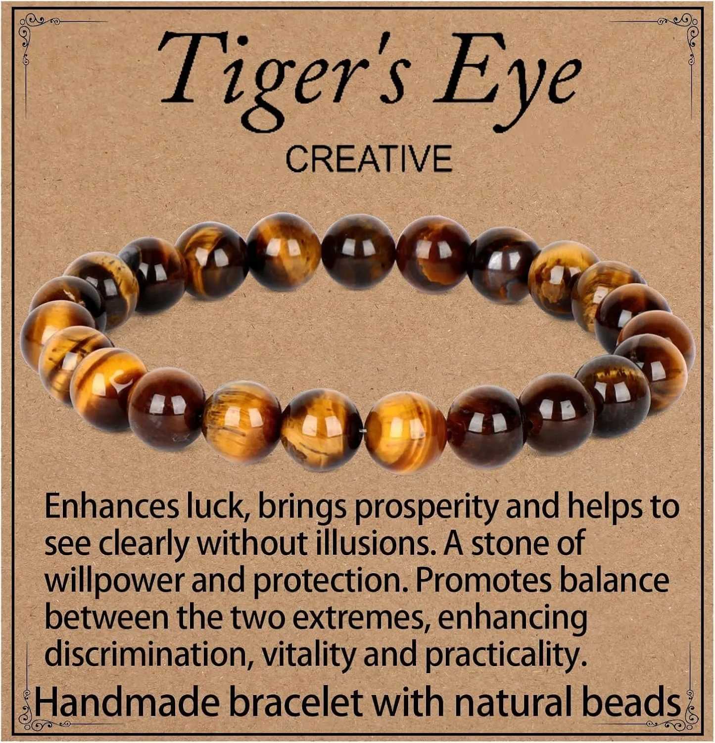 Rich and Fortune Tiger Eye Bracele Handmade Natural Gemstone Elastic Crystal Stone Beads Jewelry Gifts for Women Men C251105