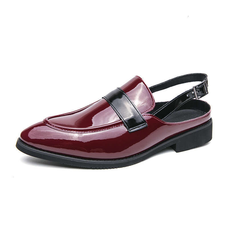Half drag low heeled fashionable spring fitting pointed small leather shoes, oversized wrapped sandals