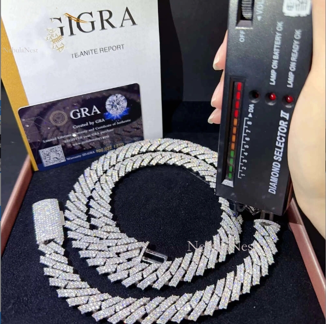cuban k necklace 3 row moissanite 20MM W gold chains for men prong chocker s personalize iced out chain hip hop designer jewelry gift