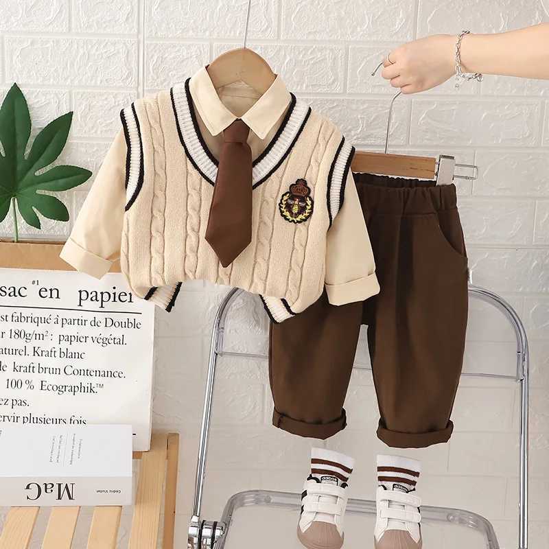 New Autumn Baby Clothes Children Vest Shirt Pants 3Pcs/Sets Kids Boys Clothing Infant Casual Cotton Costume Toddler Tracksuits Y251105