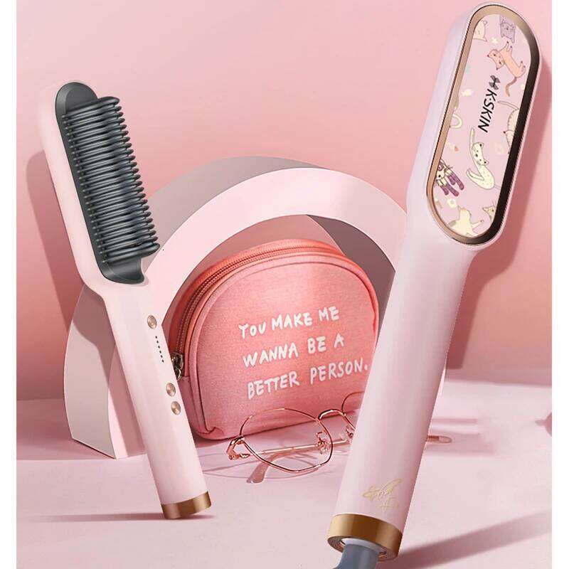 2In1 Professional Ionic Hair Straightener Curler Brush Ceramic PTC Heating Fast Straightening Curling Iron Hot Comb Styling Tool Xiusiyuan251105