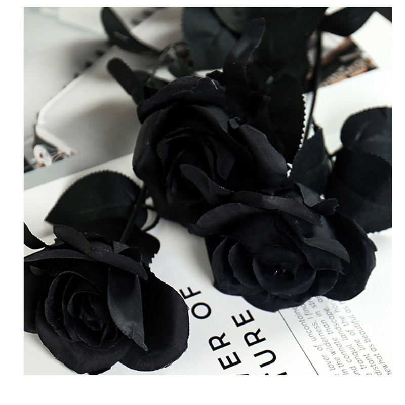 Artificial Black Roses Silk Fake Flowers Wholesale for Table Centerpiece Home Wedding Bouquets Party Table Room Indoor Decor DIY Floral Arrangement Vase Filler