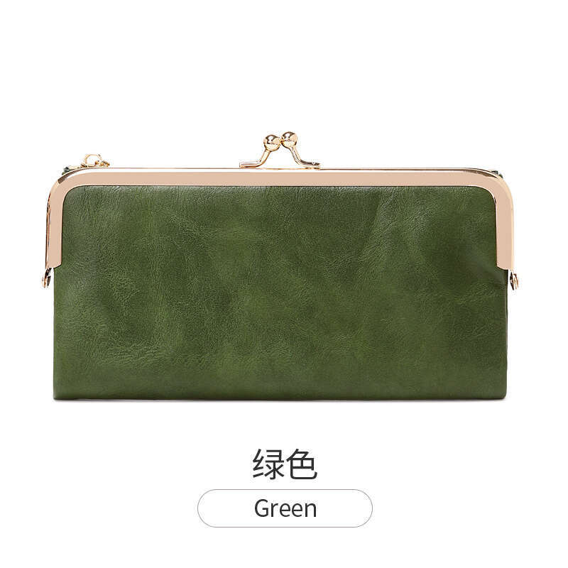 New Retro Clip Long Wallet Multifunctional Versatile Foldable Coin Purse Simple Portable Women's Clutch