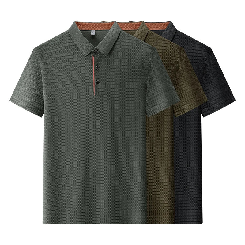 Mens Summer Casual Fashion Edition Polo Shirt Mens Trend Fashion Plus Short Sleeve Ice Silk Breathable Polo Shirt 250401