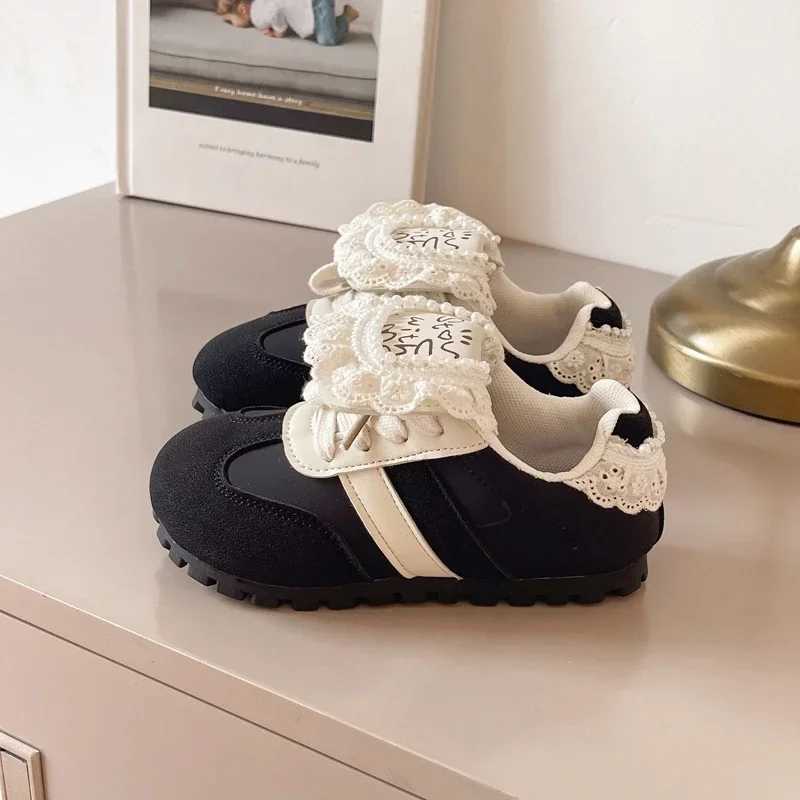 2024 Children Casual Shoes for Girls Autumn New Fashion Elegant Lace Soft Bottom Anti-slippery Versatile Daily Chic Sports ShoesT251105